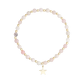 Stone Bead Bracelet 4 mm W/Gold Beads - Rose