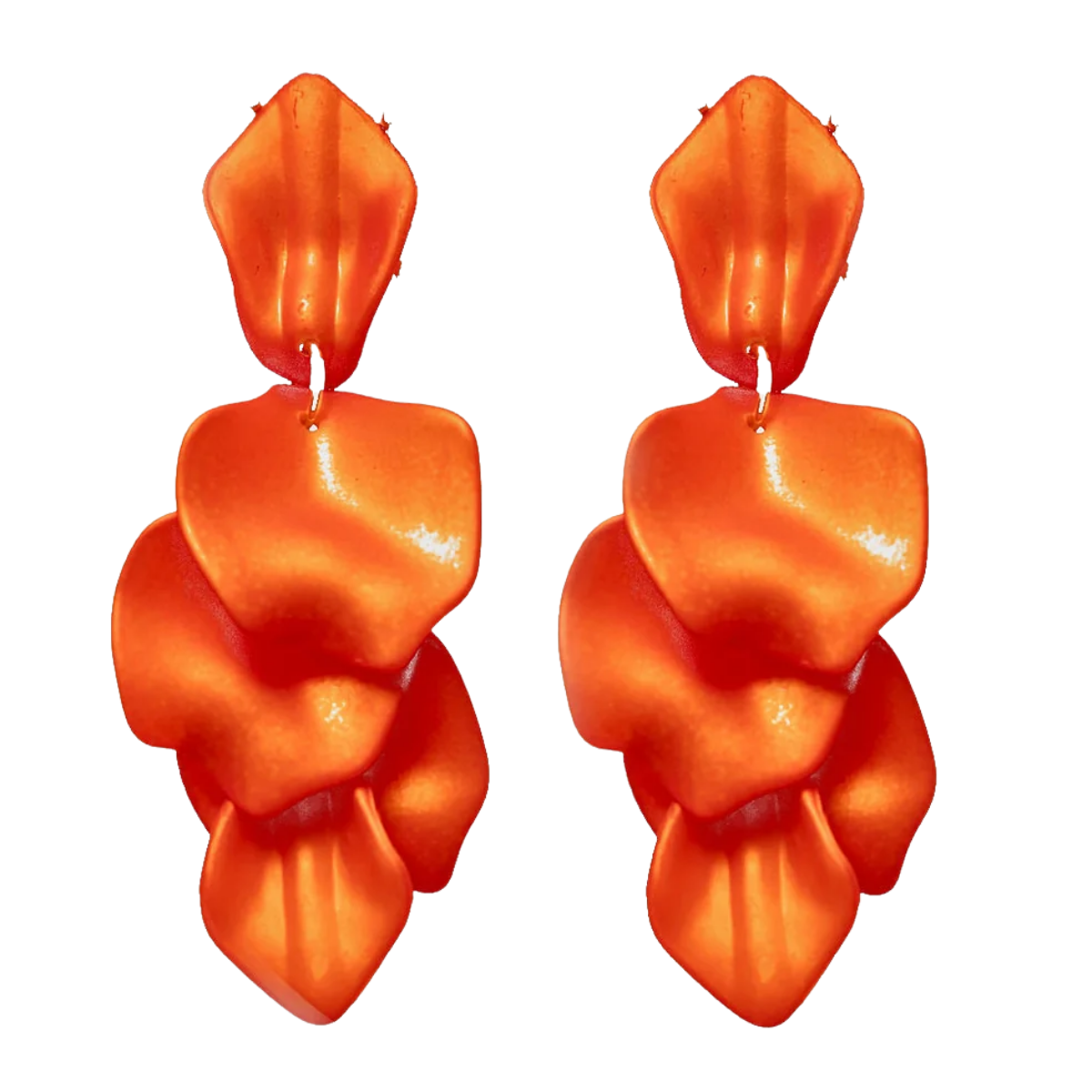 Leaf Earrings Pearl - Orange