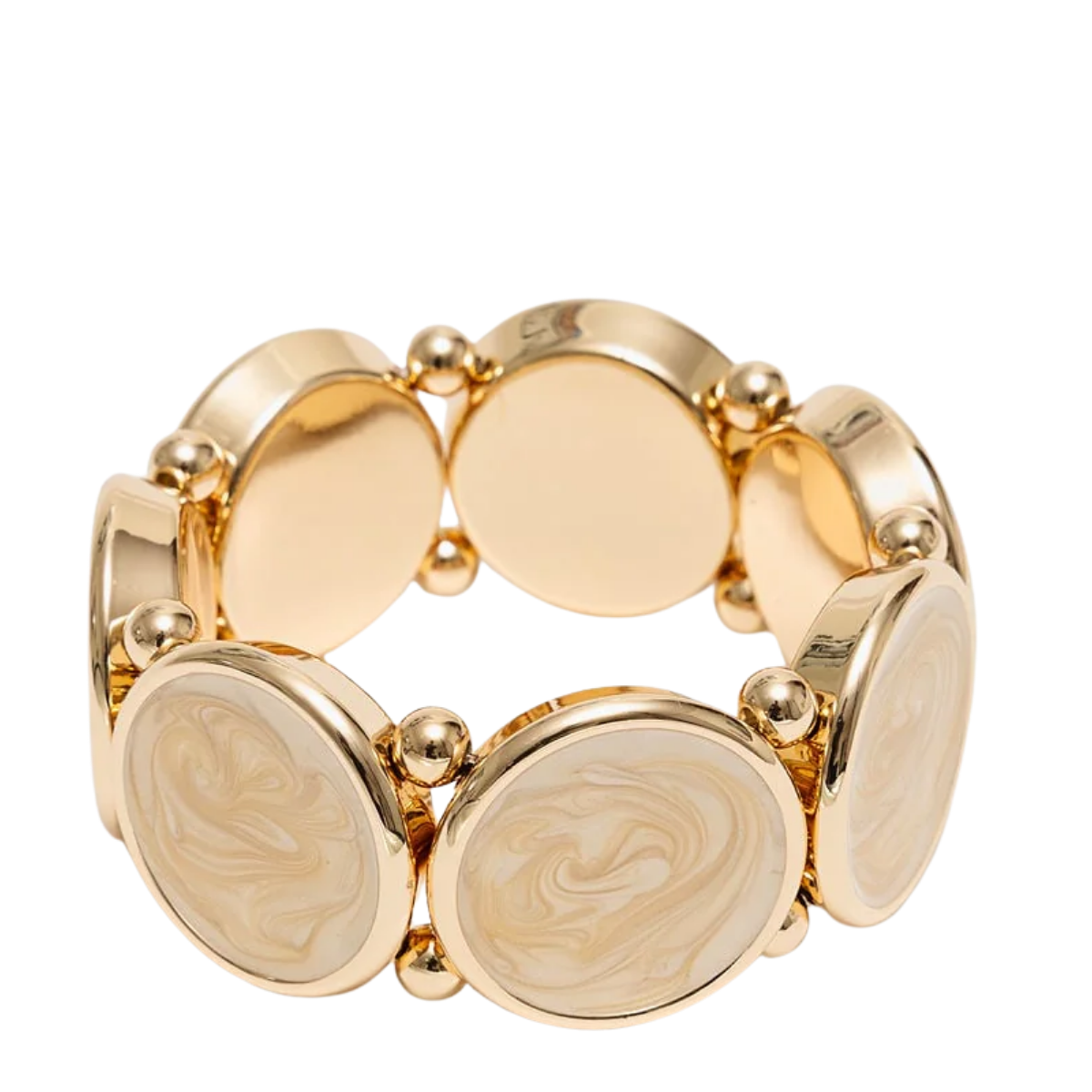 Ava Pearl Elastic Bracelet - Gold w Pearl Sand