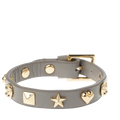 Leather Sign Stud Bracelet - Light Taupe
