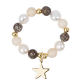 Stone & Pearl Bead Ring 4 mm W/Charm - Neutral Mix
