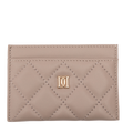 Leather Quilted Card Holder - TAUPE
