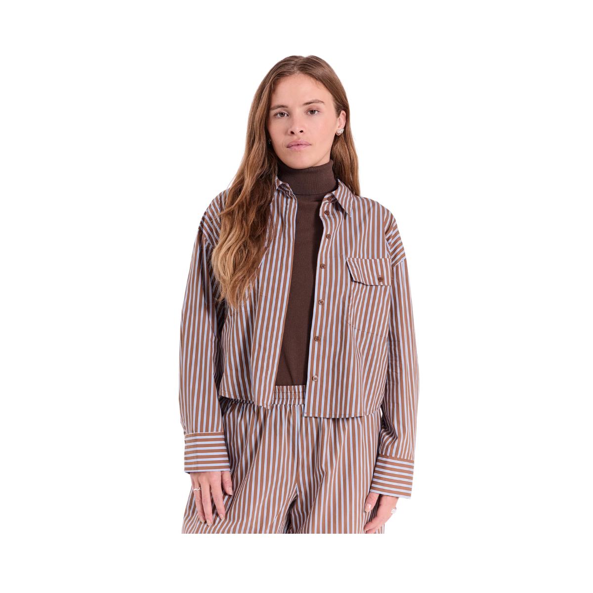 Evine Shirt - Light Brown Stripe