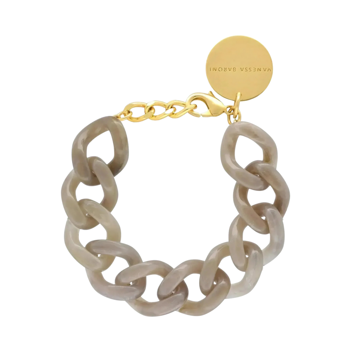 Flat Chain Bracelet - Greige Marble