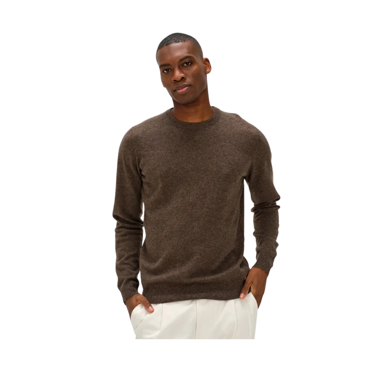 Man O-neck Plain - CACAO