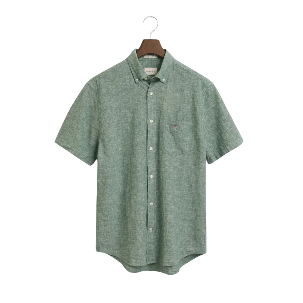 Reg Cotton Linen SS Shirt - Woody Green
