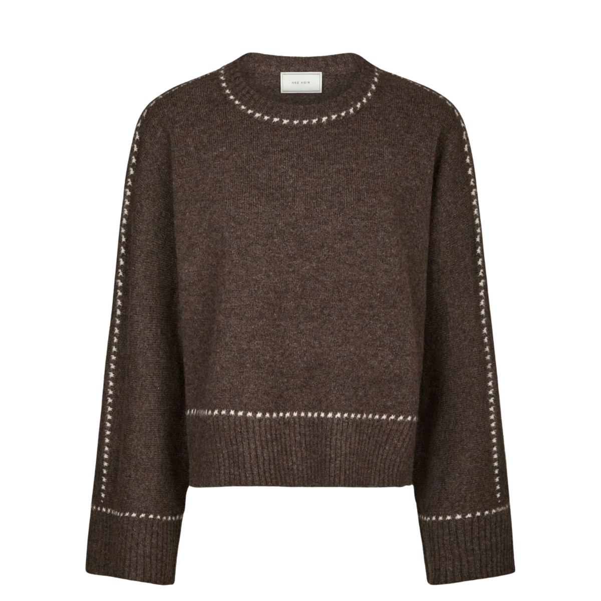 Roeme Knit Stitch Blouse - 205 Brown Melange