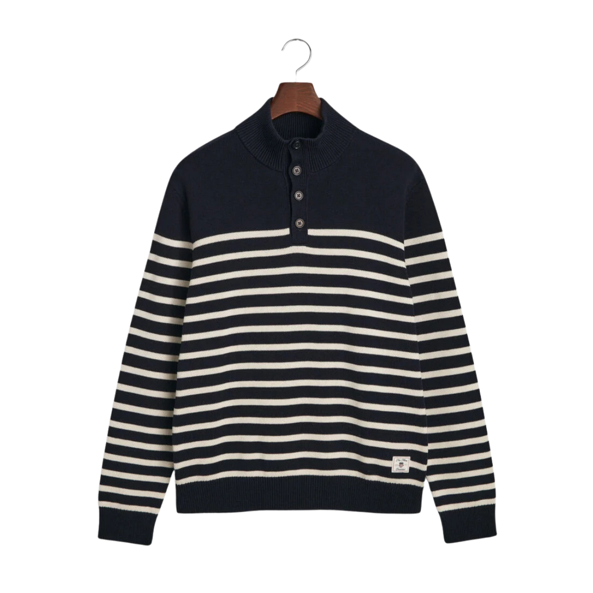 Striped Cotton Half Buttoned Neck - 433 Evening Blue