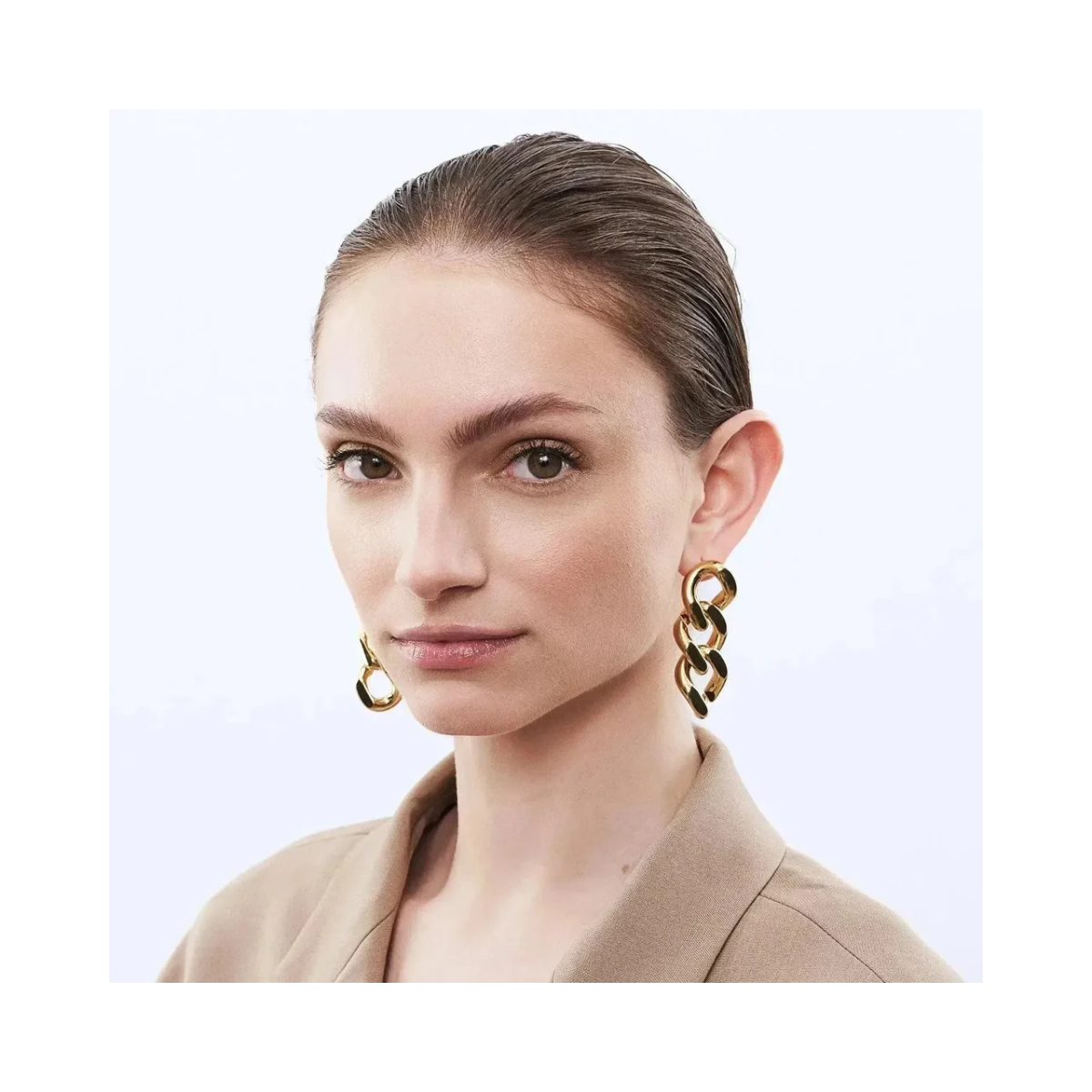 New Flat Chain Earring - Gold
