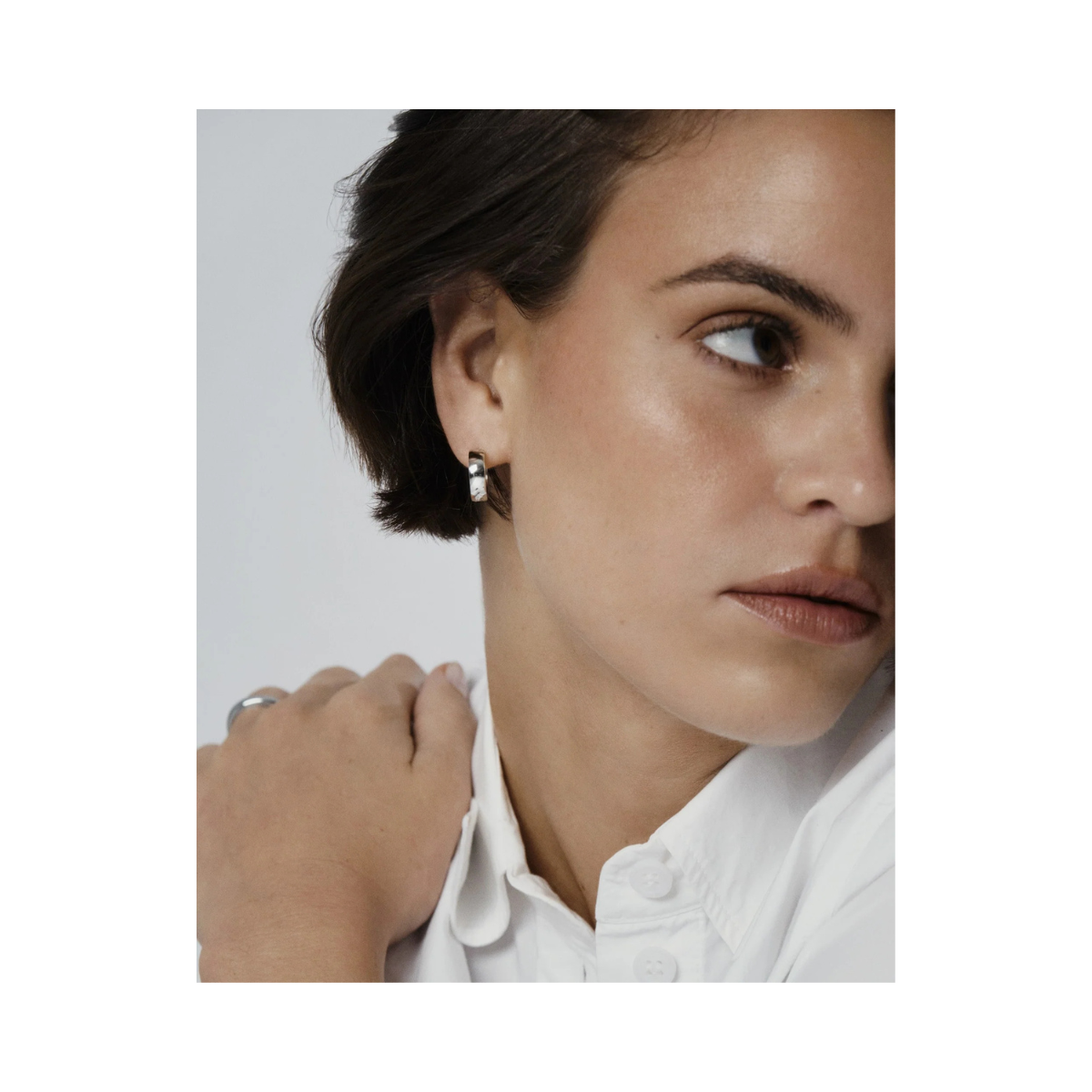 Chunky Silver Hoops Medium - Silver