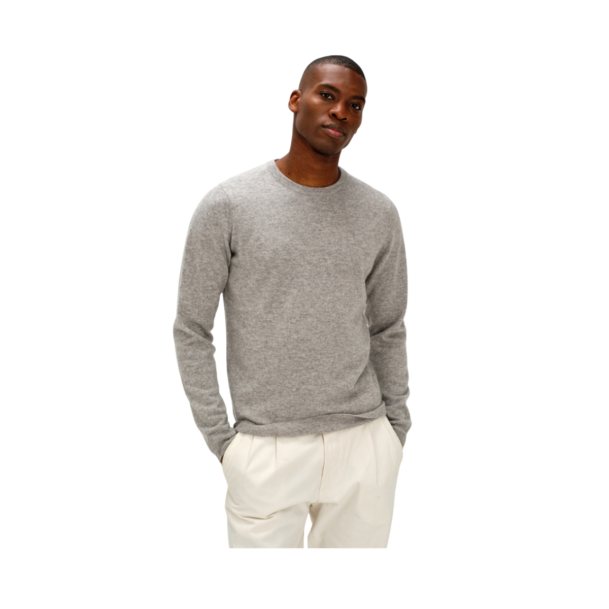 Man O-neck Plain - Light Grey