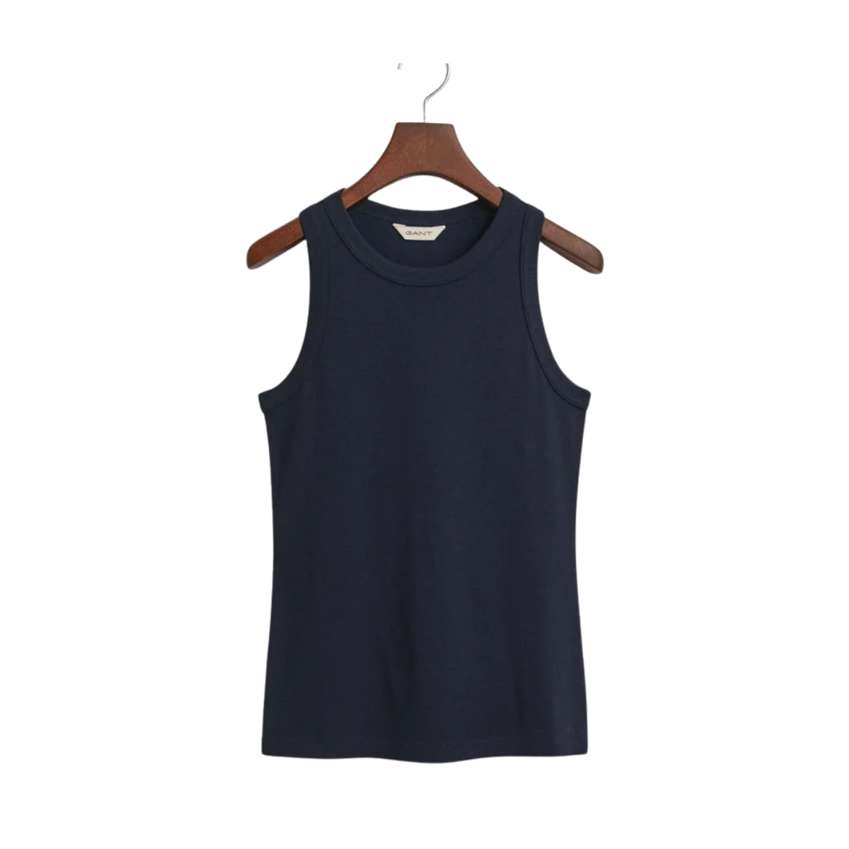 High Neck Rib Tank Top - 433 Evening Blue