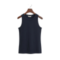 High Neck Rib Tank Top - 433 Evening Blue