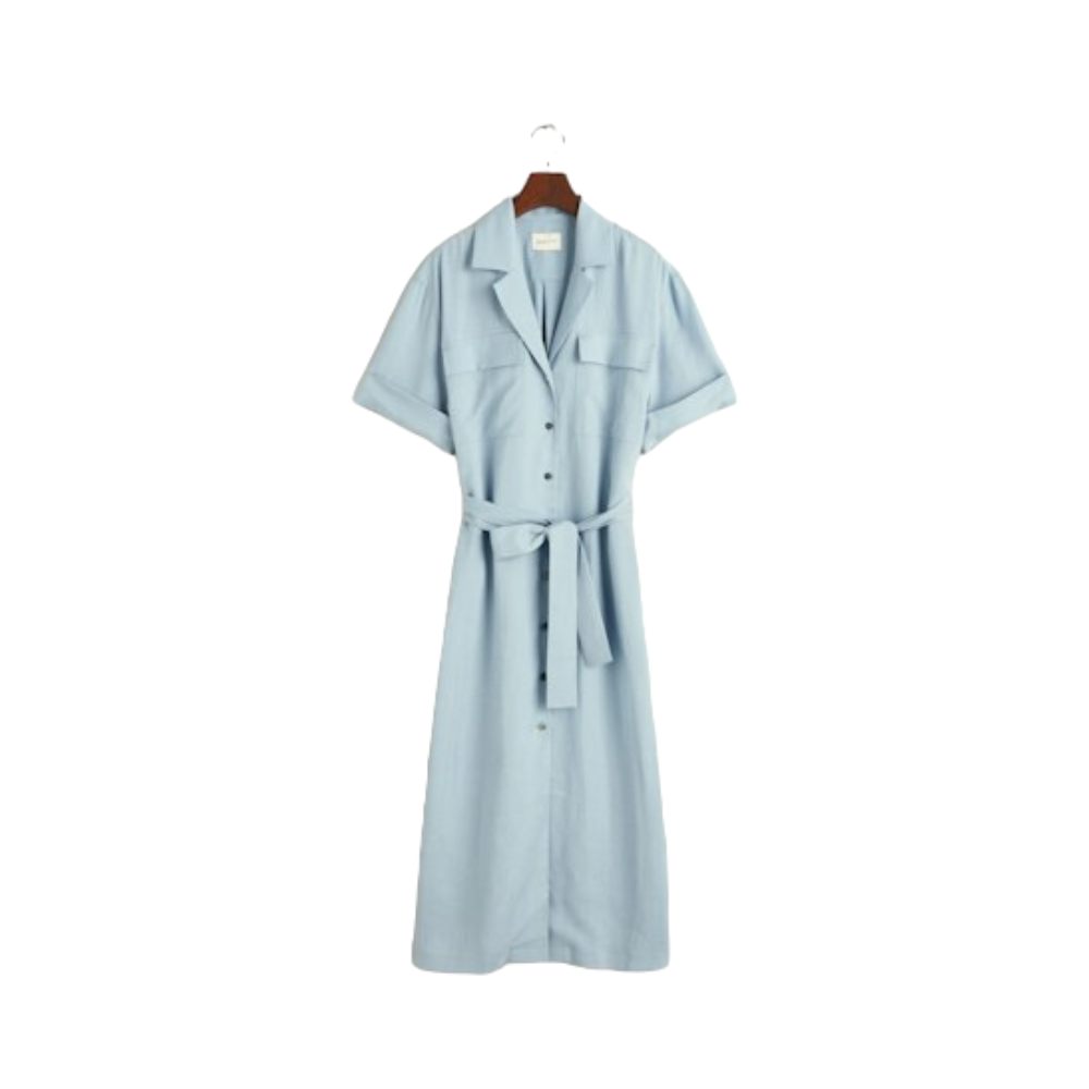 Relaxed Pocket SS Shirt Dress - Blue