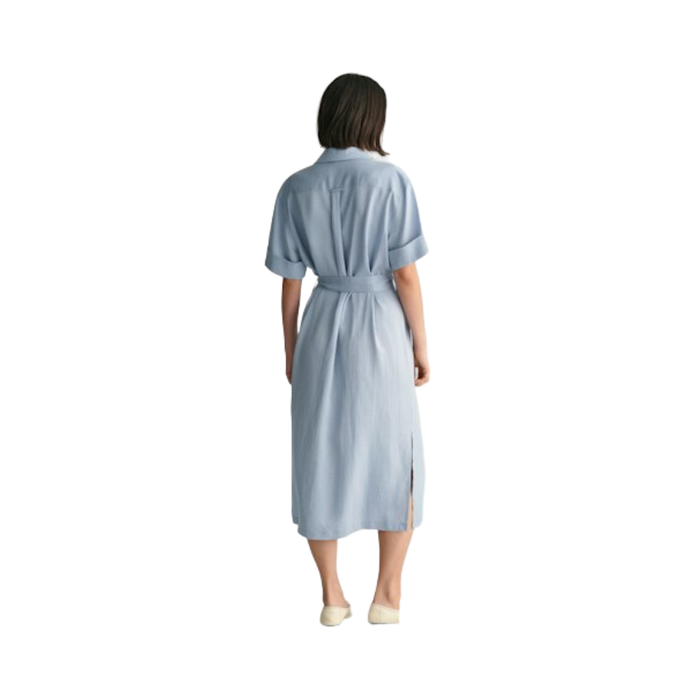 Relaxed Pocket SS Shirt Dress - Blue