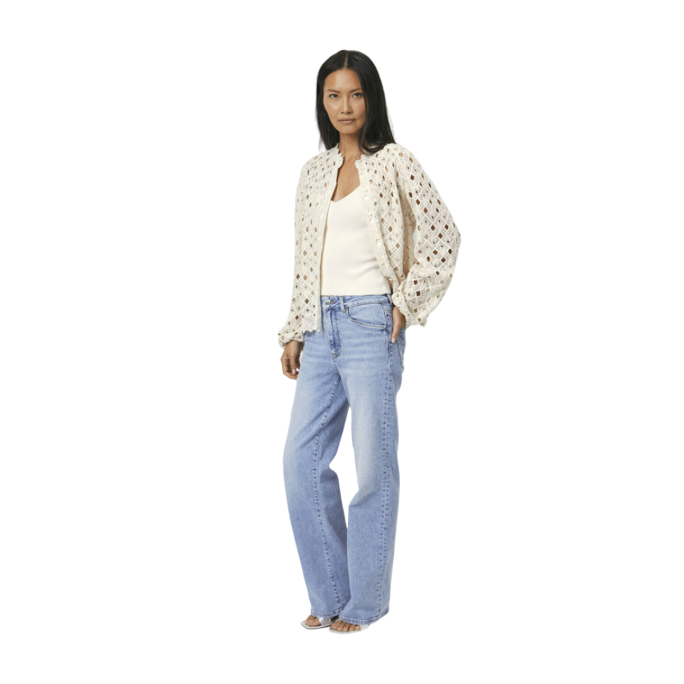 Afira Sculped Lace Jacket - White