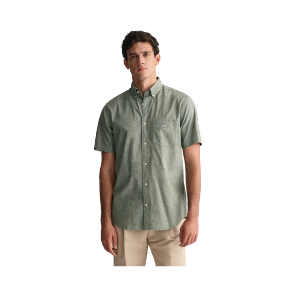 Cotton Linen SS Shirt - Green