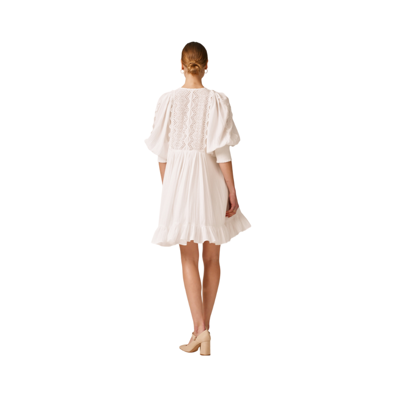 Cotton Slub Mini Dress - White