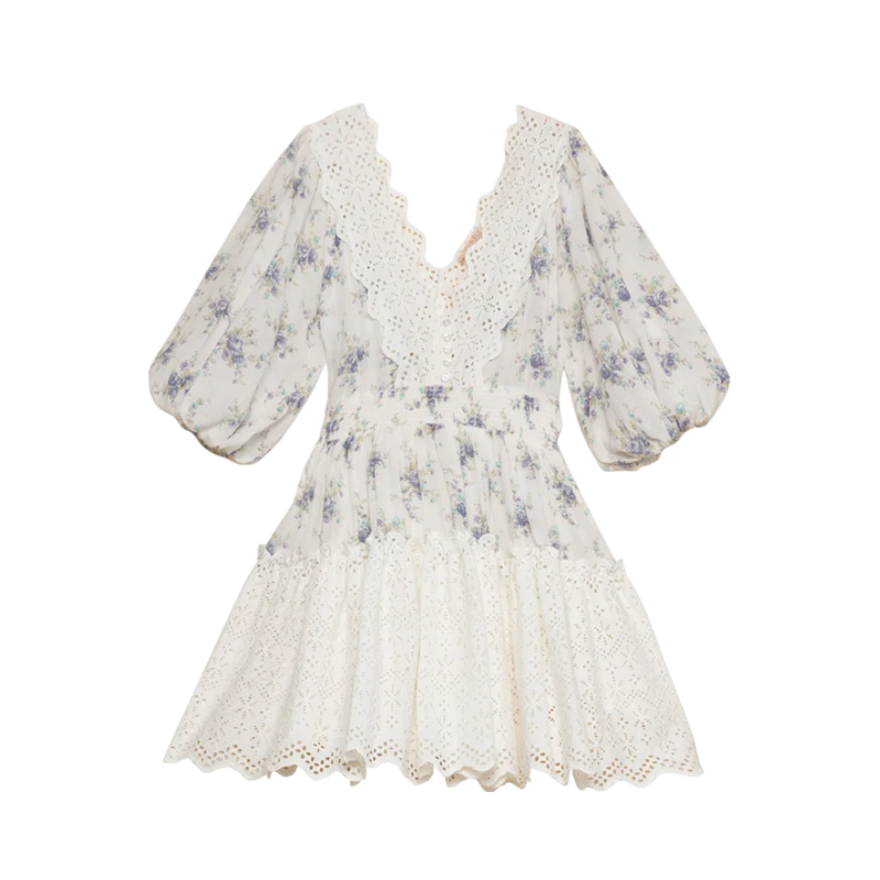 Cotton Slub Embroidery Dress - Multi