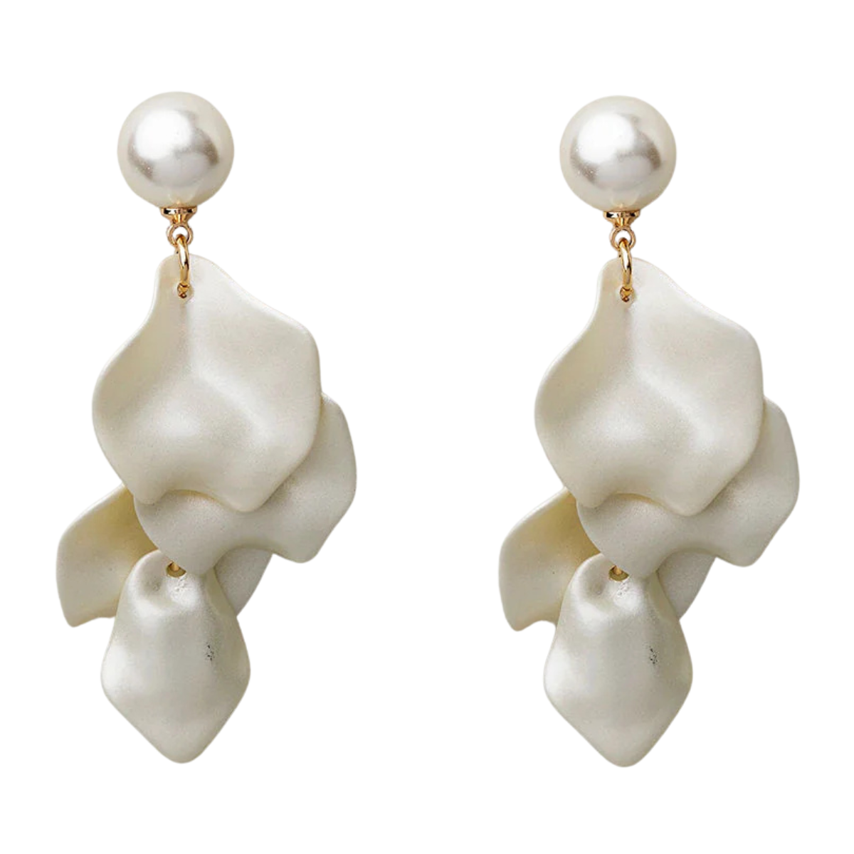Leaf Earrings Pearl - White
