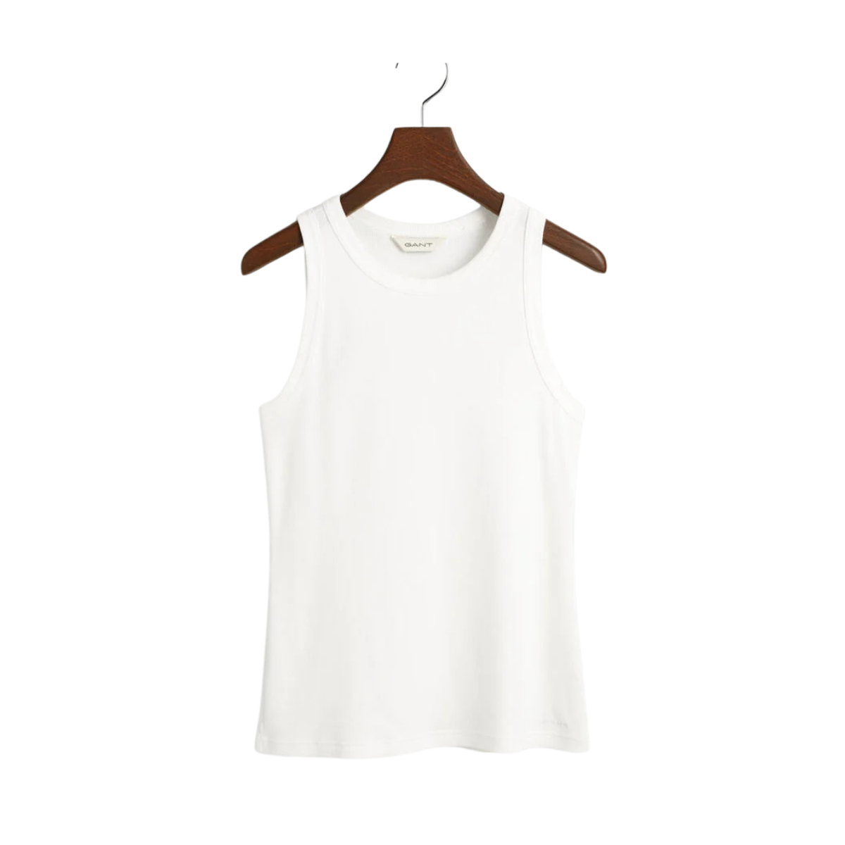 High Neck Rib Tank Top - 110 White