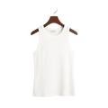 High Neck Rib Tank Top - 110 White