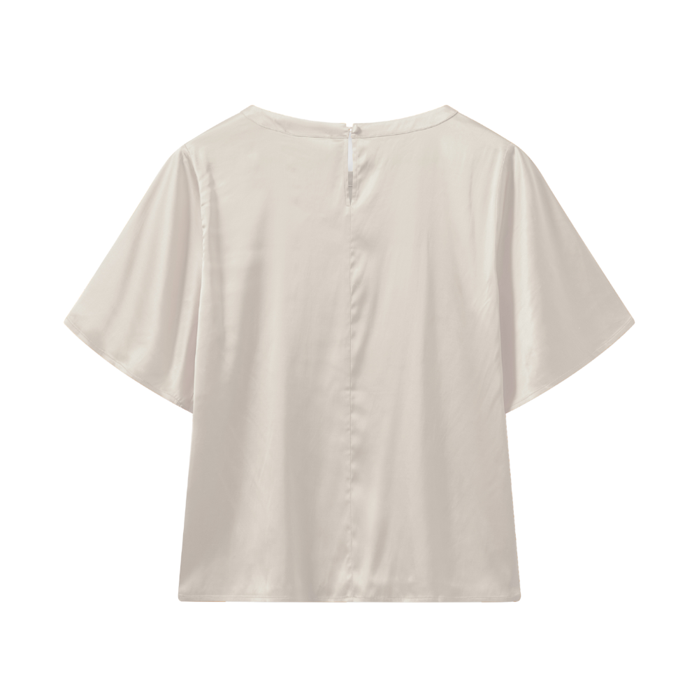 Evie SS satin Blouse - Beige