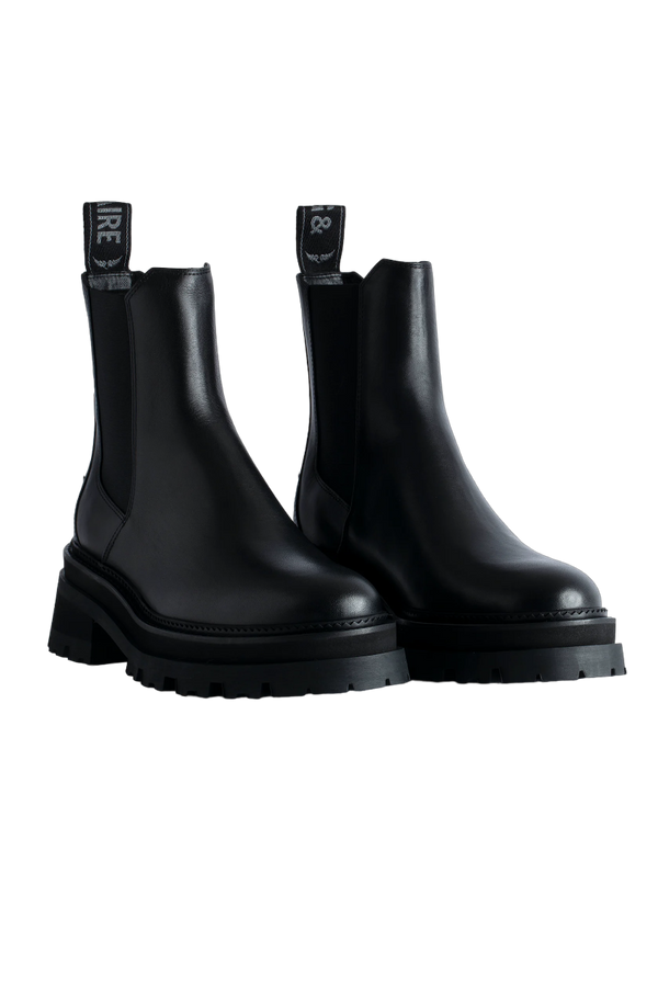 Ride Chelsea Semy-Shiny Calfskin Boots - Black