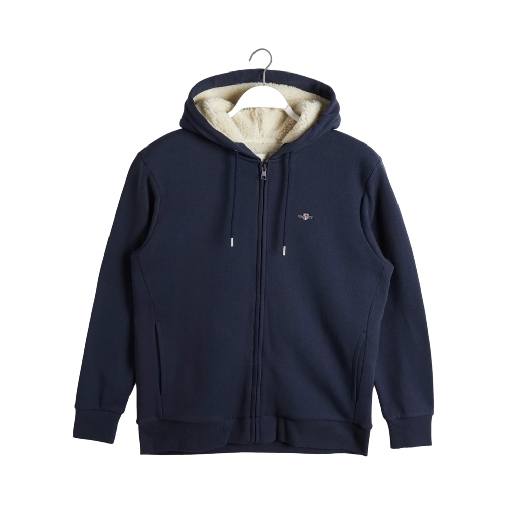 Sherpa Fleece Zip Hoodie - Blue