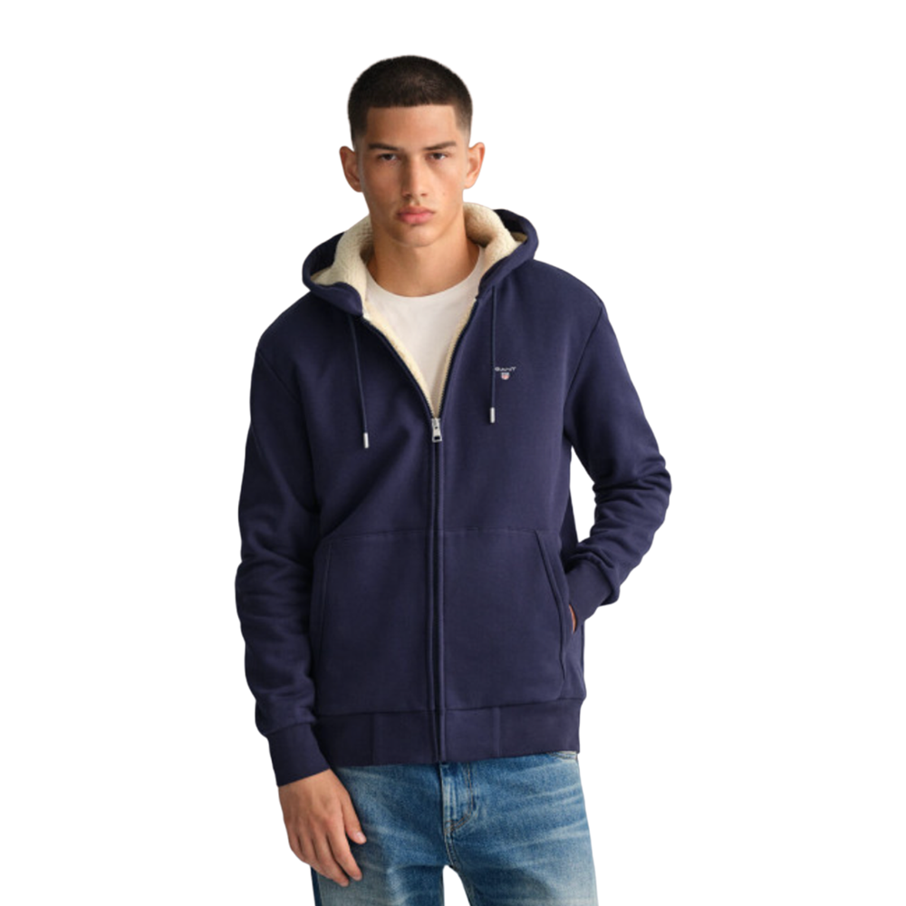 Sherpa Fleece Zip Hoodie - Blue