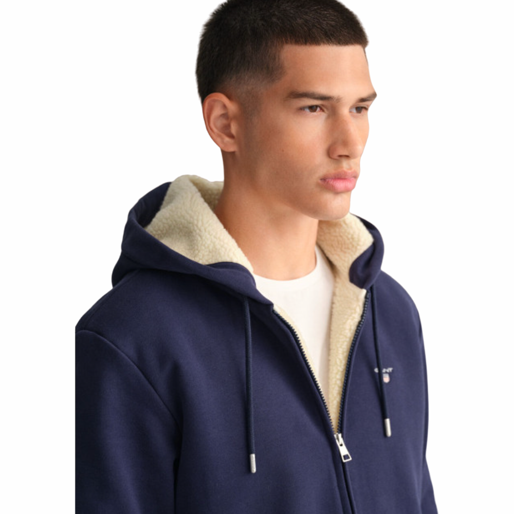 Sherpa Fleece Zip Hoodie - Blue