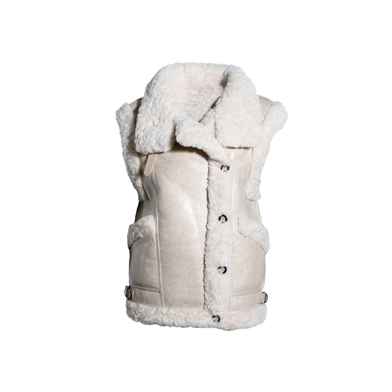 Suedette Bonded F Gilet - White