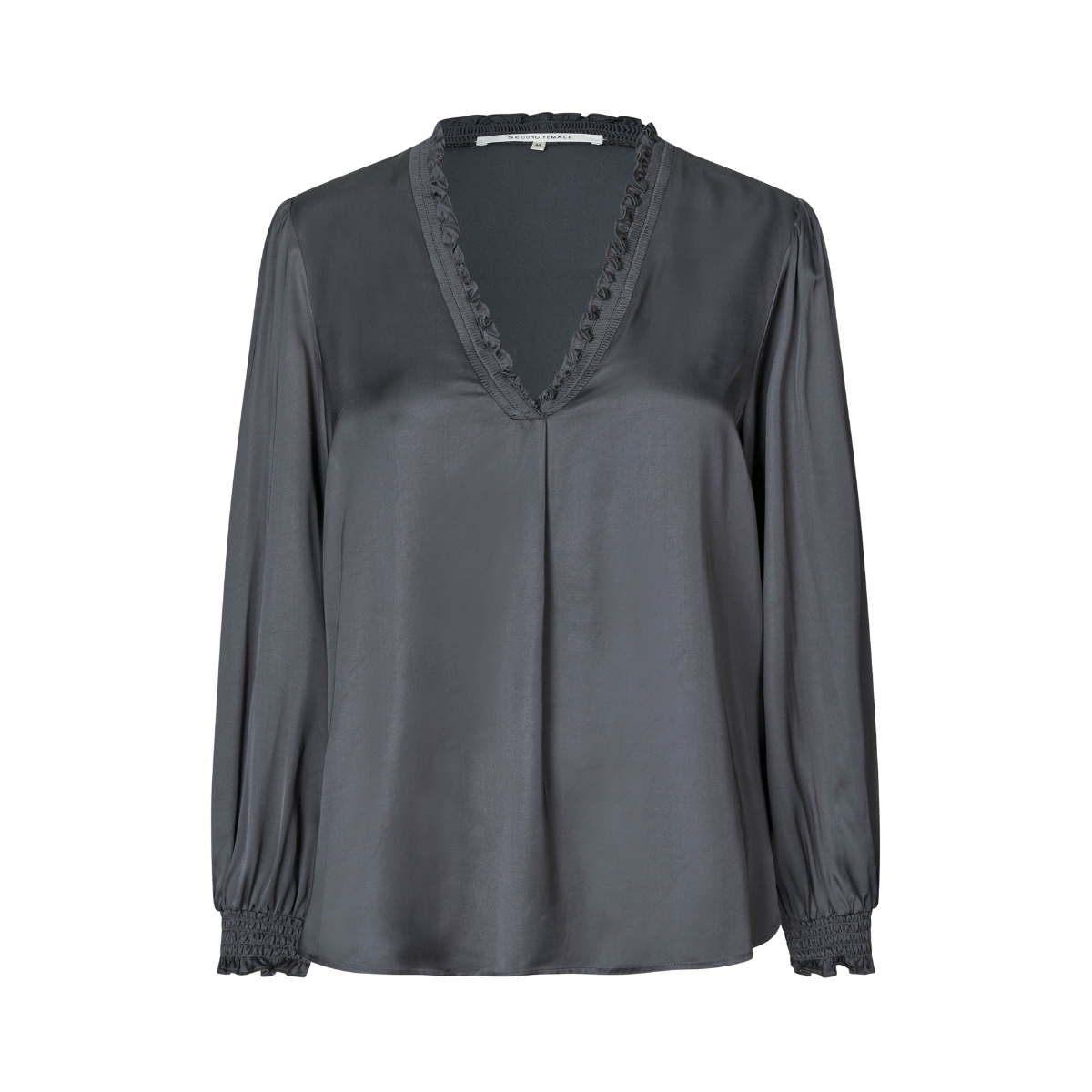 Bardi V-Neck Blouse - Grey