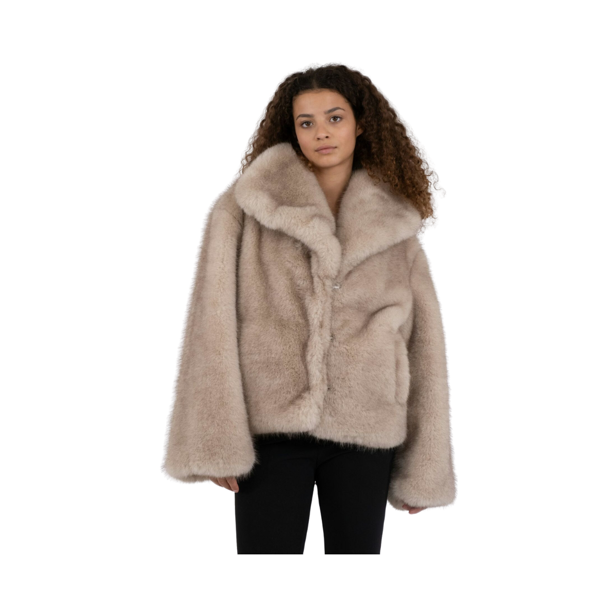 Stephanie Faux Fur Jacket - Beige