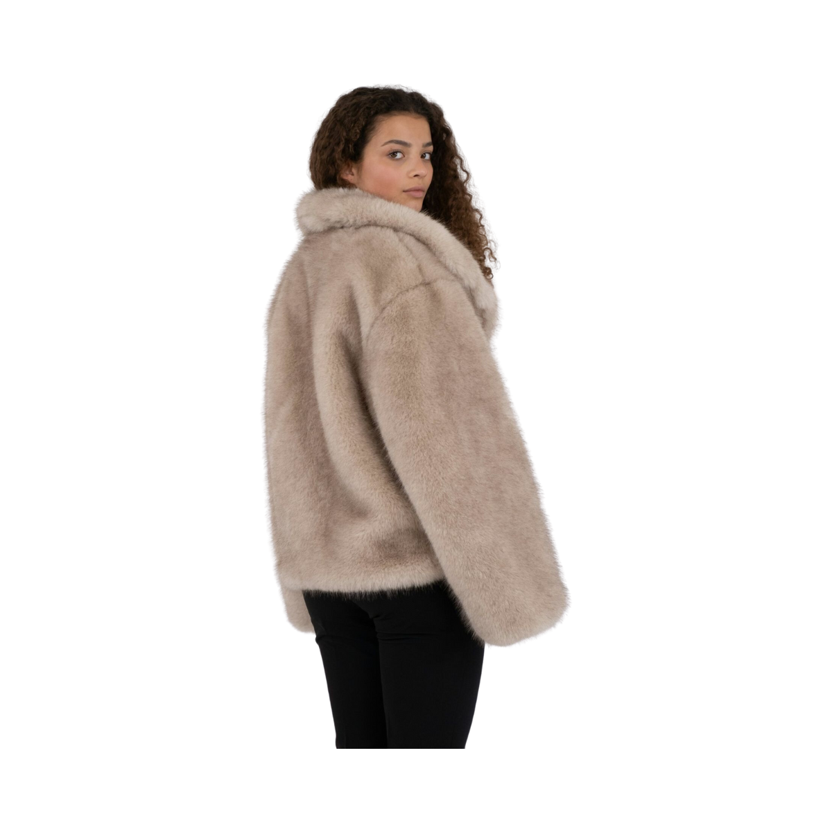 Stephanie Faux Fur Jacket - Beige