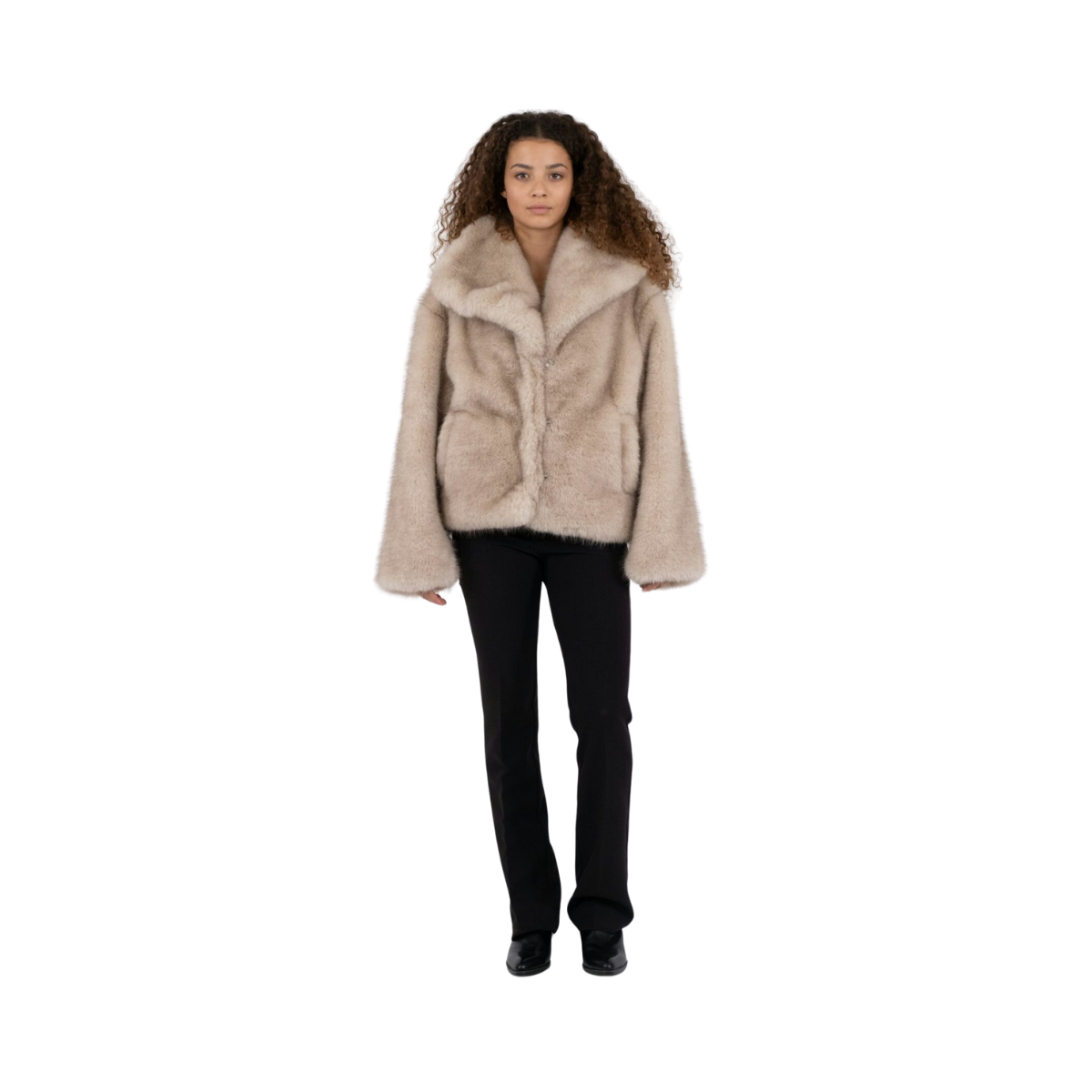 Stephanie Faux Fur Jacket - Beige