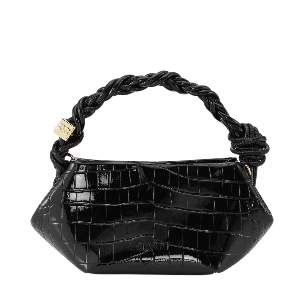 Ganni Bou Bag Mini Patent Croco - Black