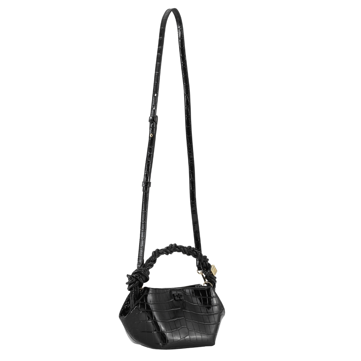 Ganni Bou Bag Mini Patent Croco - Black