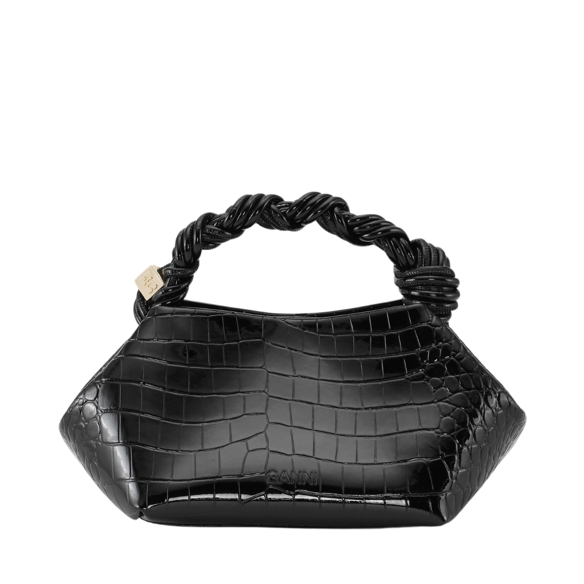 Ganni Bou Bag Small Patent Croco - Black