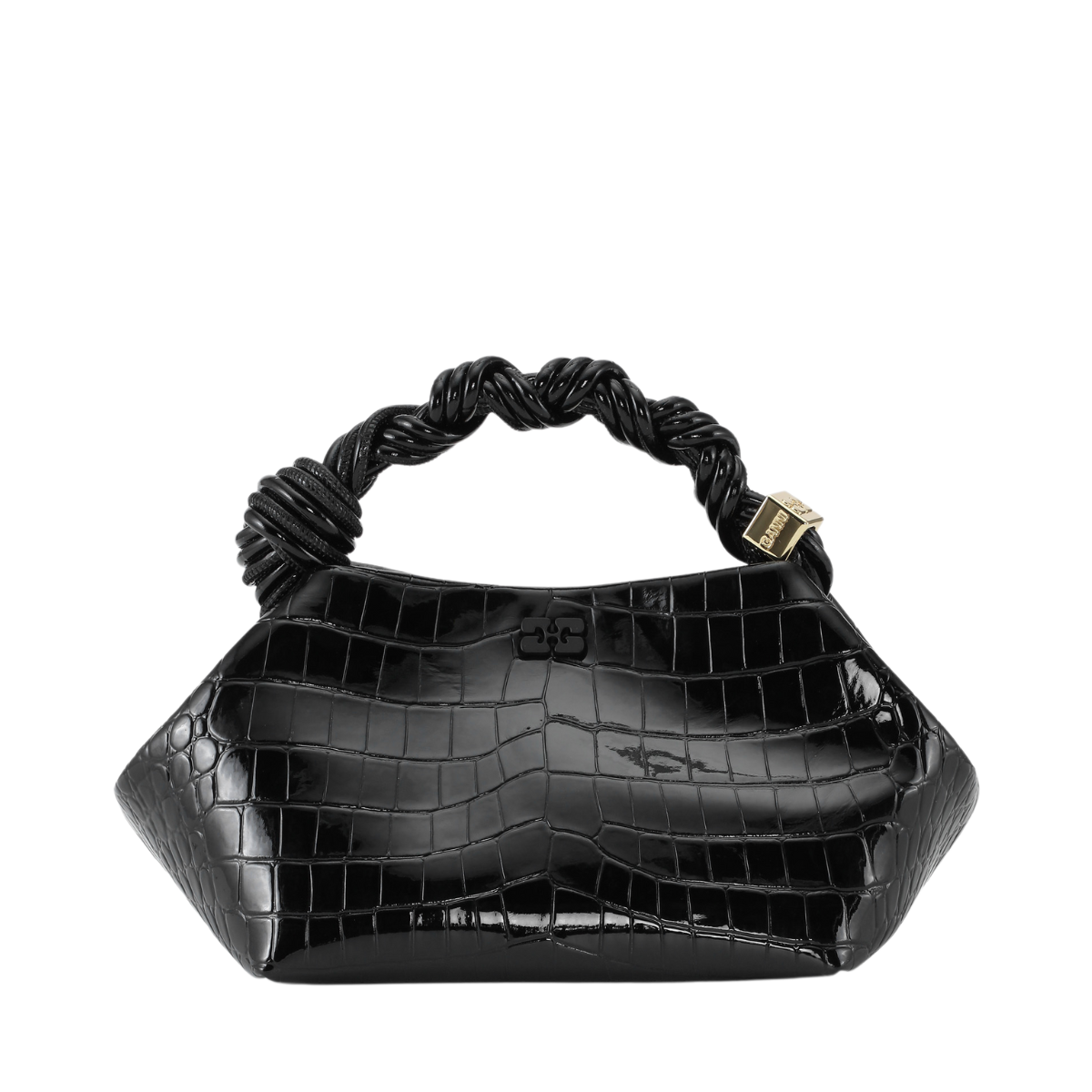 Ganni Bou Bag Small Patent Croco - Black