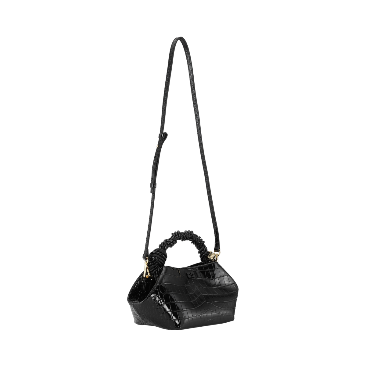 Ganni Bou Bag Small Patent Croco - Black