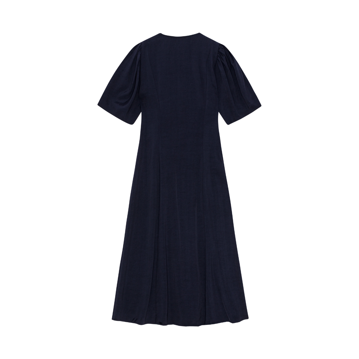 Viscose Twill Wrap Midi Dress - Navy