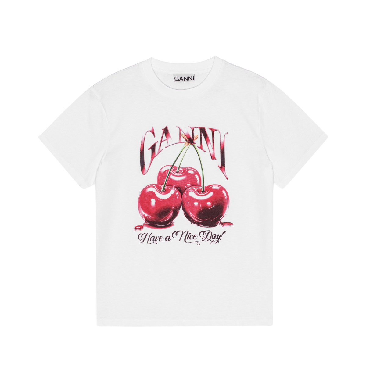 Basic Jersey Cherry Relaxed T-shirt - White