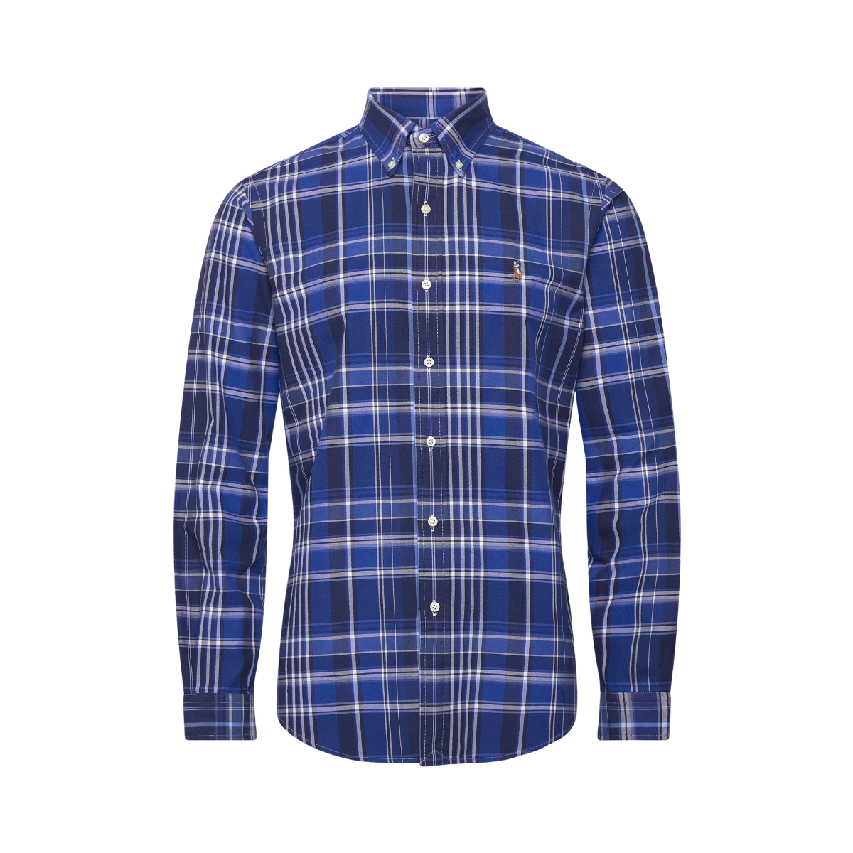 Custom Fit Plaid Oxford Shirt - Blue