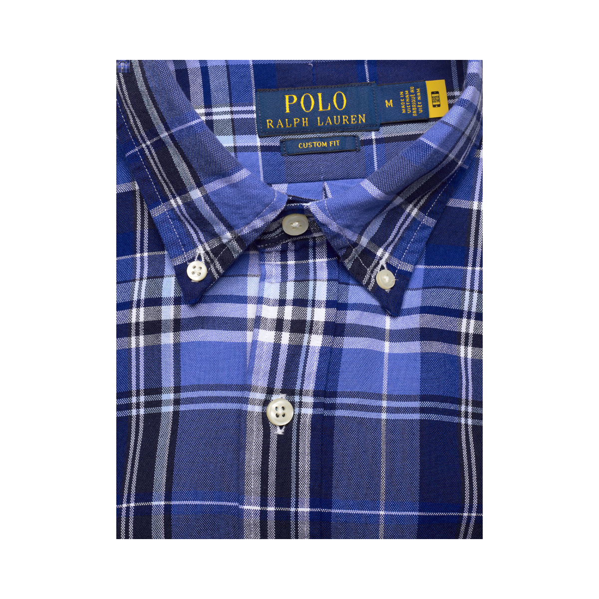 Custom Fit Plaid Oxford Shirt - Blue