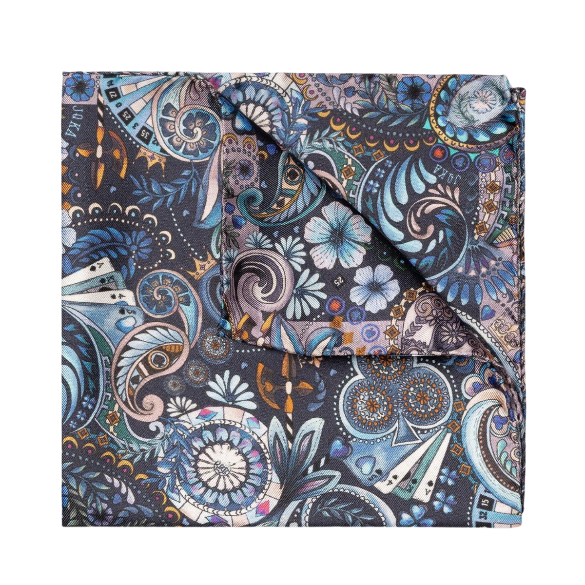 Motif Silk Pocket Square - Blue