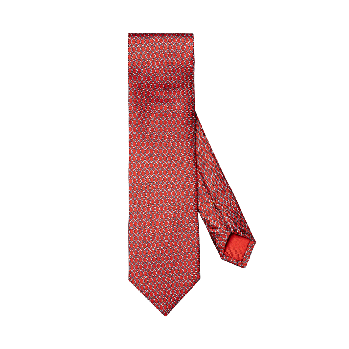 Geometric Print Silk Tie - Red