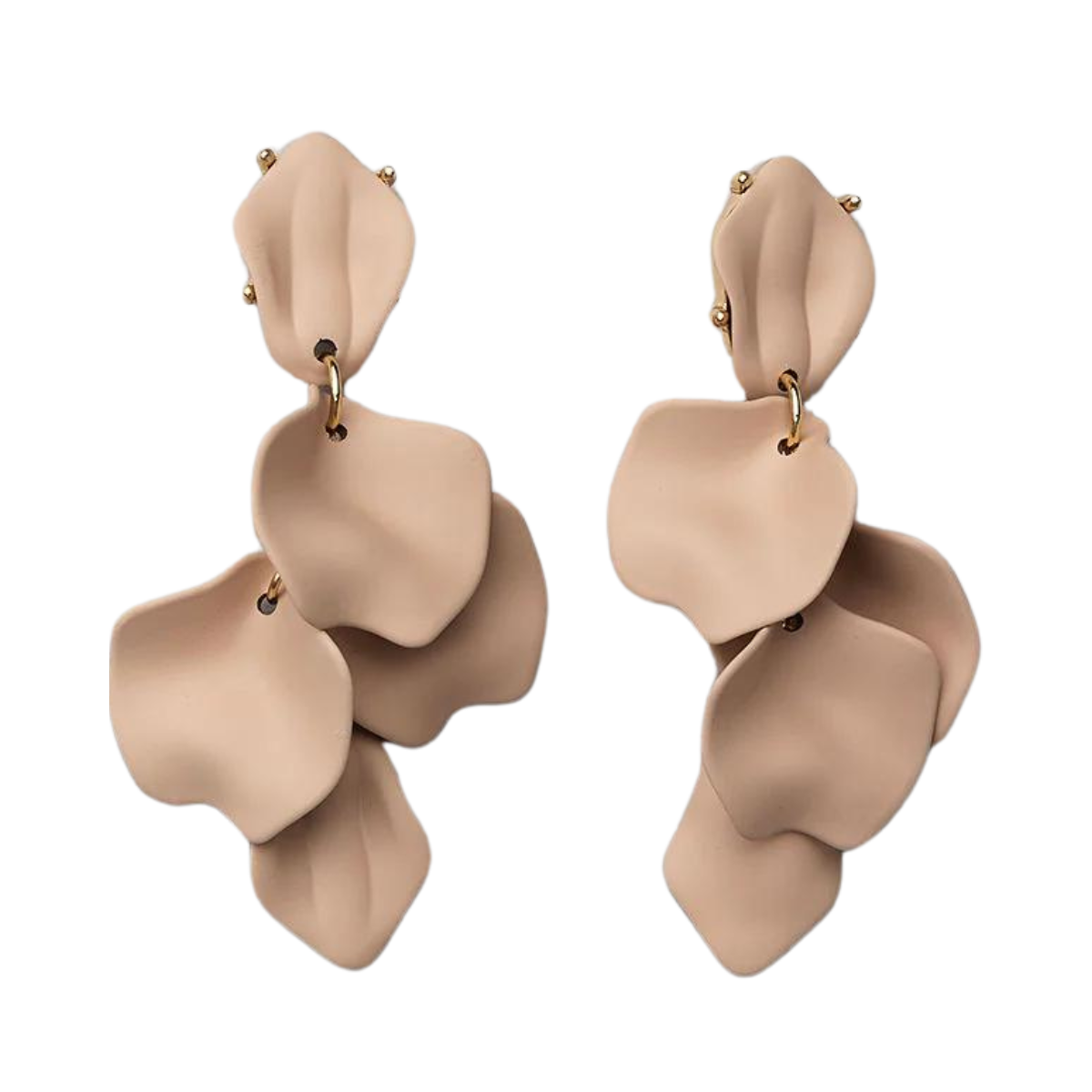 Leaf Earrings Mat Beige - Beige