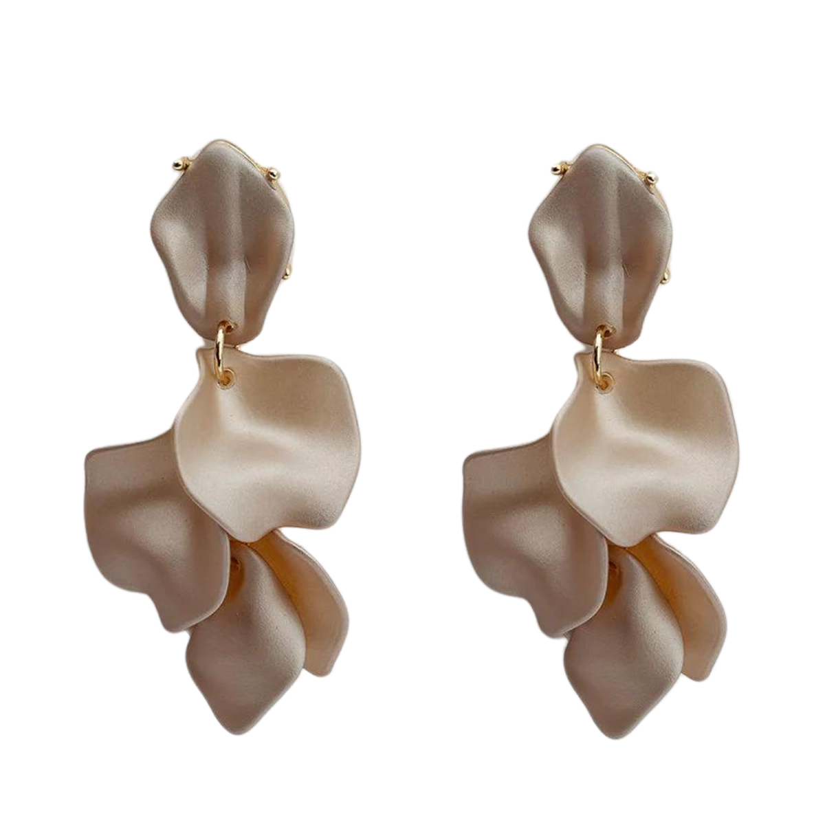 Leaf Earrings Pearl Nougat - Nougat