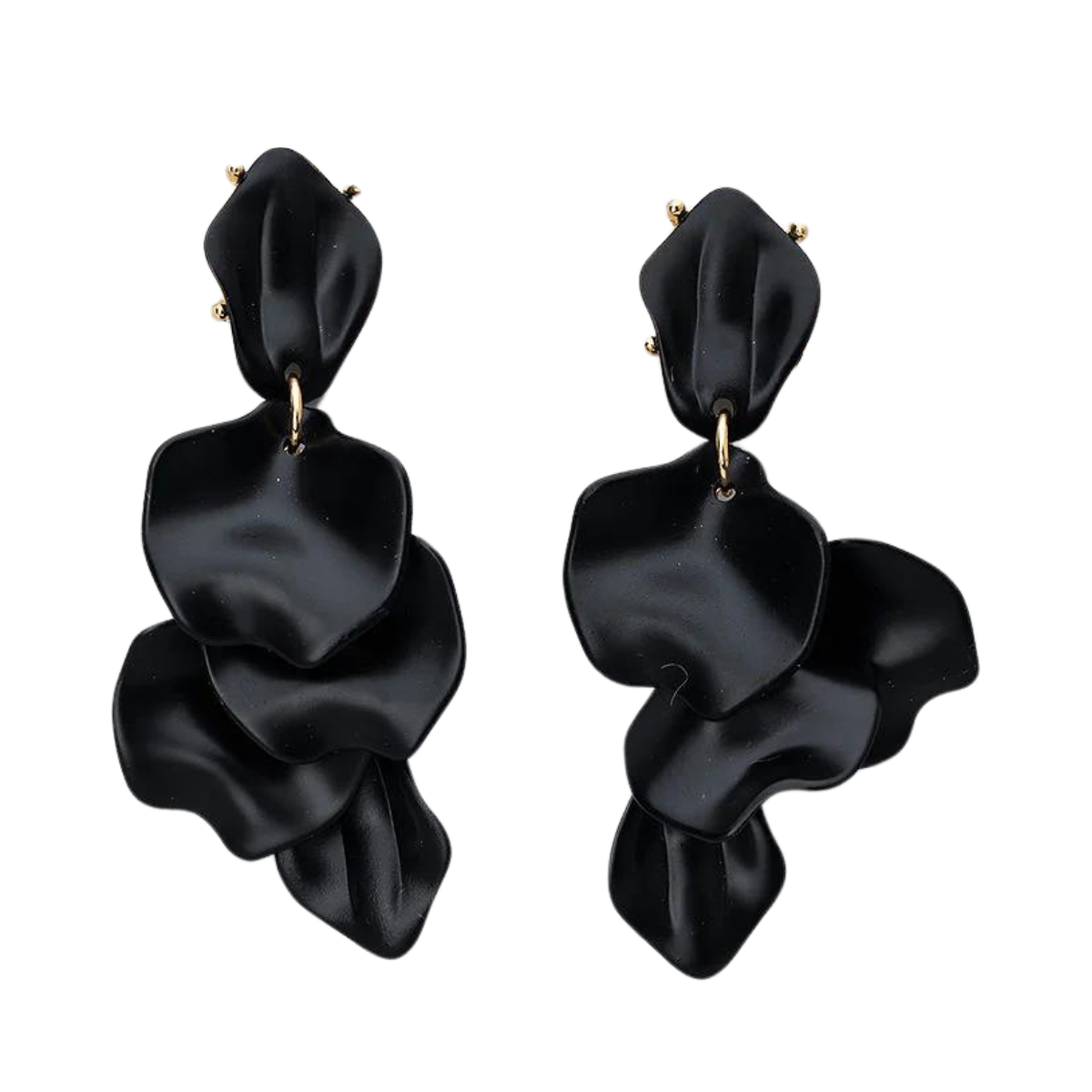 Leaf Earrings Pearl Black - Black